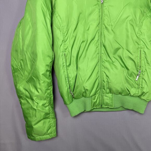 Vintage Ralph Lauren Polo Jeans Co Puffer Jacket Womens Large Lime Green Down - Picture 3 of 9